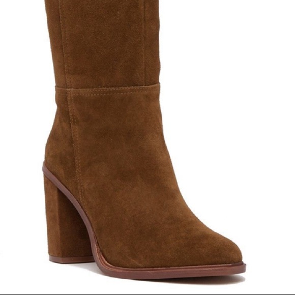 Vince Camuto DAMEERA Brown Suede Knee High Block Heel Boots Sz 8.5 - Picture 3 of 6